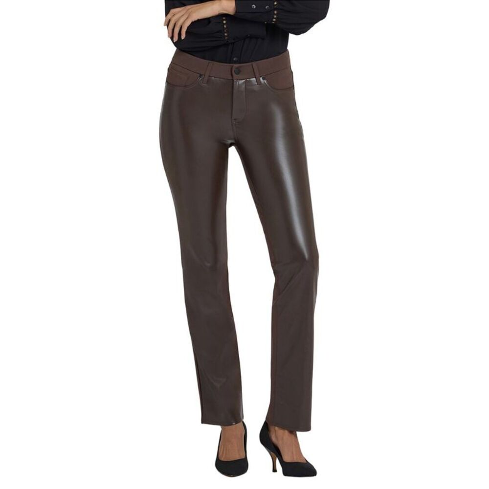 Nydj Womens  Petite Marilyn Coffee Bean Straight Leg Jean